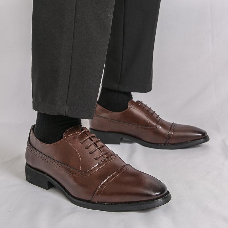 Men Oxfords Dress Brogues Derbys Brown Formal Business Black Patent Leather Shoes Tuxedo Wedding Shoes Over Sized