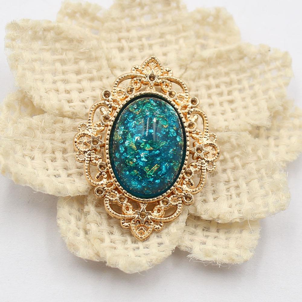 Gold 10 piece set 27 * 33mm flat back oval glitter resin flower plate DIY clothing hair accessories bow flower accessories