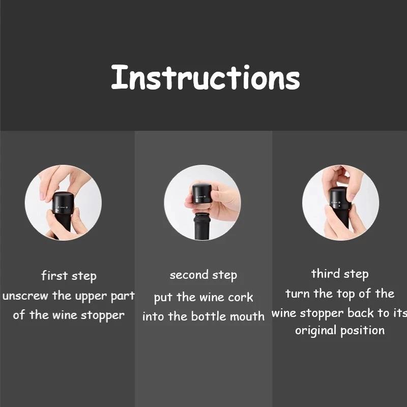 3pcs Vacuum Wine Stoppers Reusable Wine Bottle Stoppers Champagne Sealer Cap Set Leak Proof Preserver For Wine Plug Bar Accessories