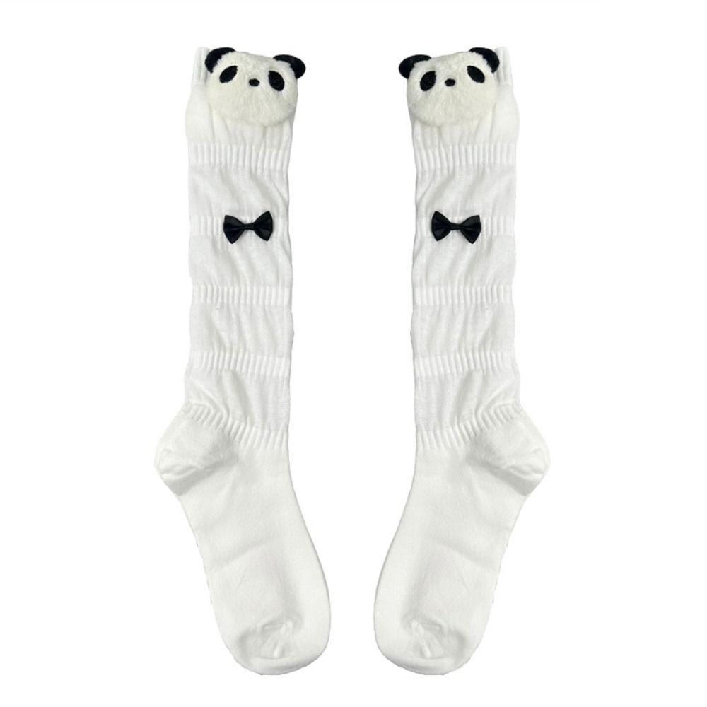 3D Cartoon Panda Mid Tube Socks Breathable Cotton Bow Socks Japanese Style JK Socks Versatile