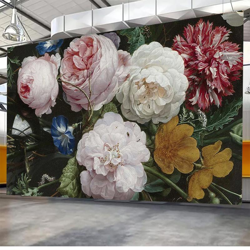 Europäische Retro Blumen Schmetterling Grün Ziegel Foto Hintergrund Malerei Tapete für Schlafzimmer Wohnzimmer Wand Dekor Wand Stickrt