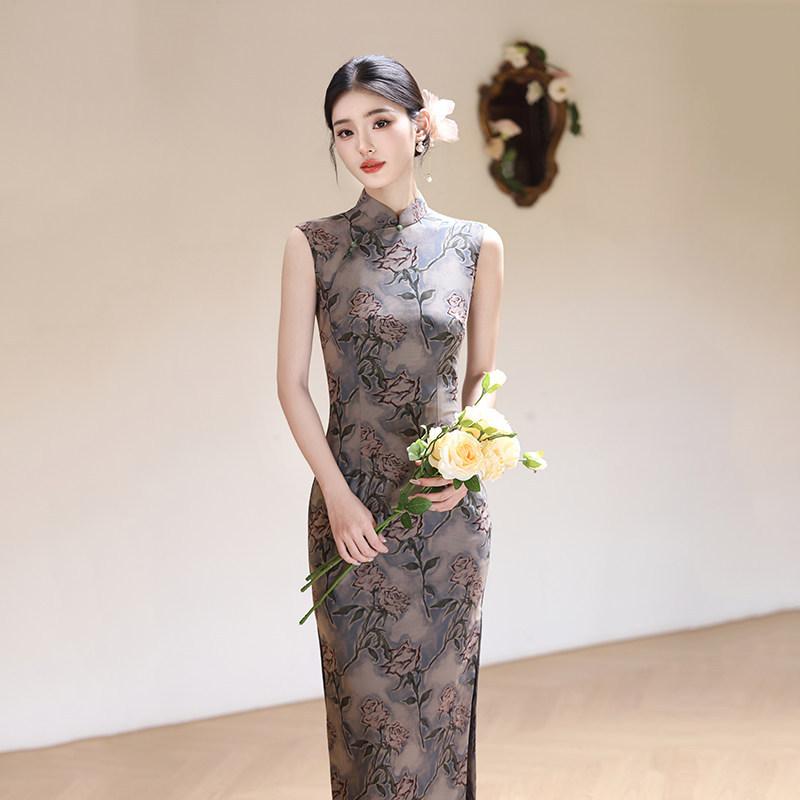 Sleeveless national style new Chinese daily wear Suzhou long cheongsam improved young 1011 new women's high sense