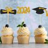 12 Pcs Top Hat Dessert Graduation Season Cake Insert Cakes Wood Paper Cupcake Picks Decor