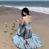 Bohemian vacation dress women's summer new French travel photo seaside beach dress temperament long skirt
