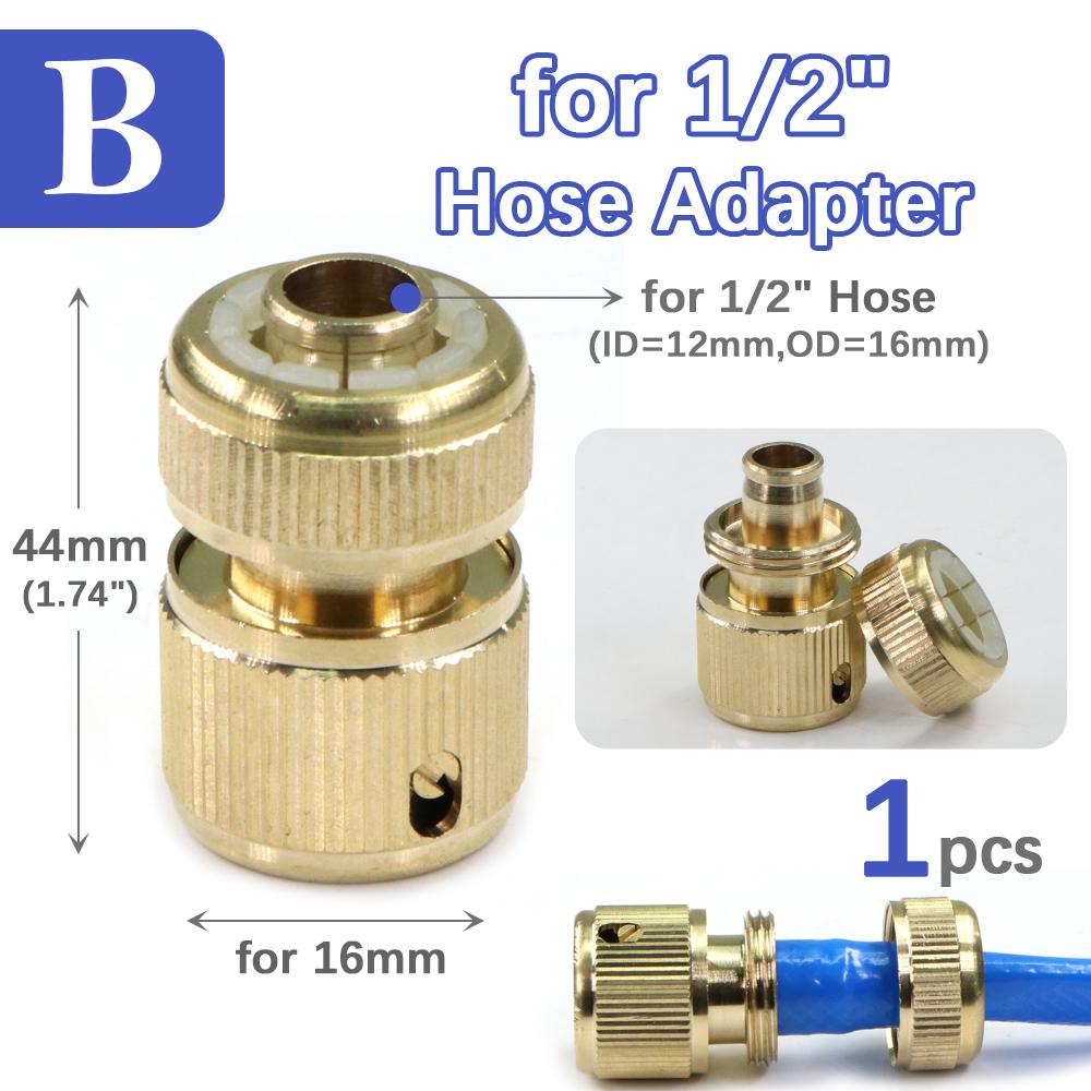 1pc 3/8" 1/2" 3/4" Brass Hose Adapter 16mm Quick Connector Irrigation Pipe Tube Connect Repair Joint Garden Watering Accessories