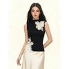 Elegant Black Lace Flower Hollow Out Tops Summer Womens Fashion Tshirt