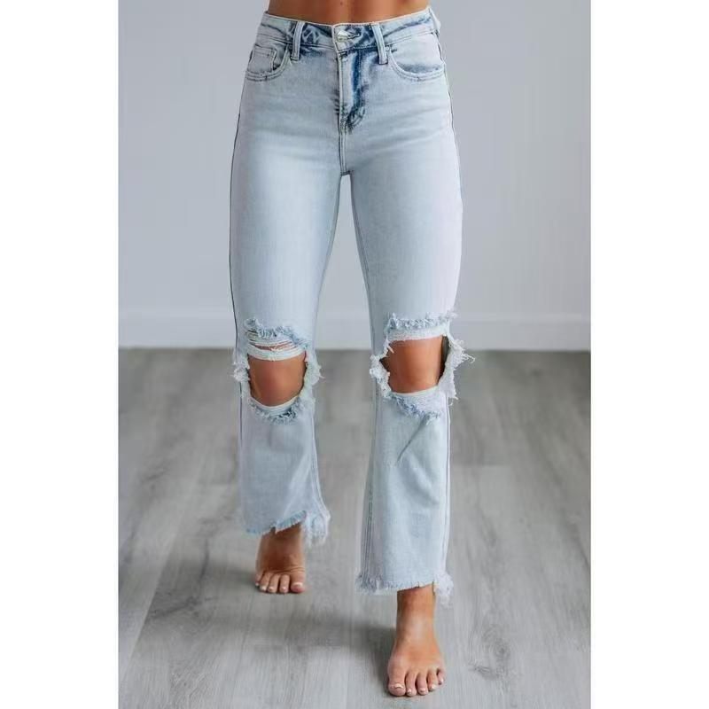 QICED Women's Fashion Casual Solid Color Print Pants & Capris
