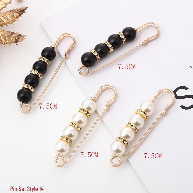 Pearl Waist Cinching Pin Set – Safety Pin Brooch for Women's Clothing