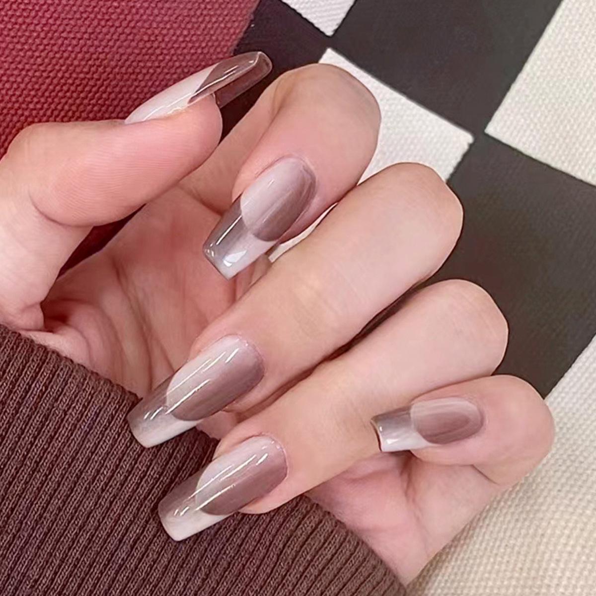 

Gradient French Tip Nail Art Patches - Two-Color Removable Nail Tips