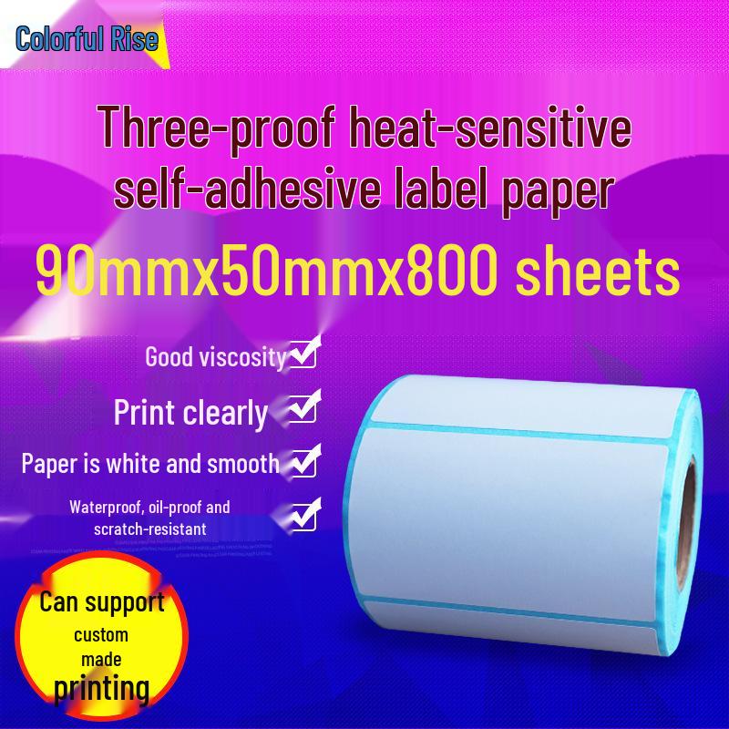 Waterproof 90x50mm Three-Proof Adhesive Thermal Label Paper for Barcode Printing No