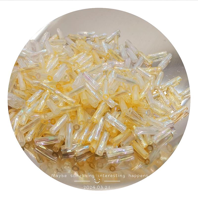 

High-Quality 2x6mm Spiral Glass Tube Beads for Handmade DIY Beading, Bracelets, and Clothing Accessories 6mm Spiral Tube - 10g/bag