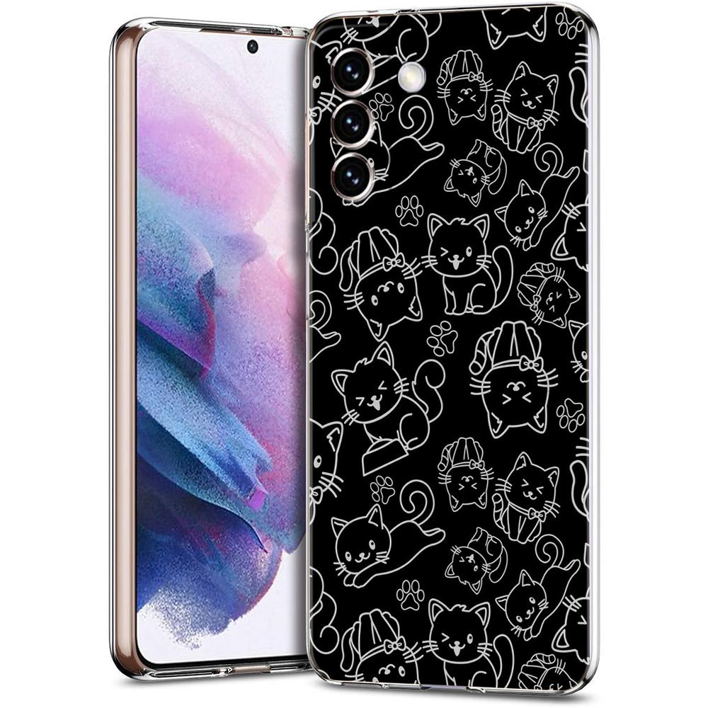 Transparent Phone Case Cover for Samsung Galaxy S25 S24 S23 S22 S20 S21 FE Ultra S24 S23 S10 S10E Plus Cute Cartoon Cat Pattern