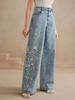 Women's Plus Size Embroidered Stretch Denim Straight Leg Jeans