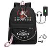 Harajuku Jugendliche Schultaschen Unisex Genshin Impact Reisetaschen USB-aufladbar Oxford Wasserdicht Notizbuch Schulterrucksäcke