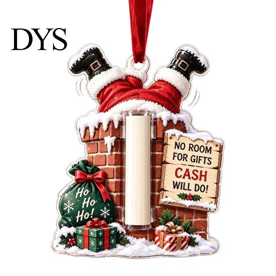 Graduation Cash Gift Box Christmas Ornament, Clear Acrylic Money Holder for Cash, Funny Xmas Tree Hanging Decoration Holiday Party Favors, Seasonal