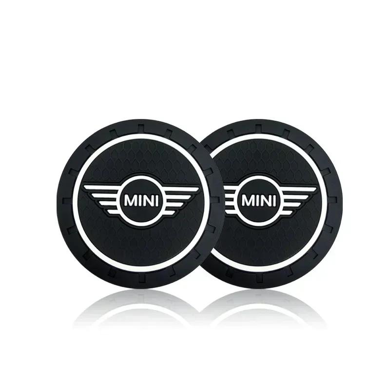 For BMW M 1/2PCS Car Coasters Water Cup Anti-Slip Silicone Coaster Car Goods For BMW Mini Cooper R56 R50 R53 F56 R60 2011 2012 2