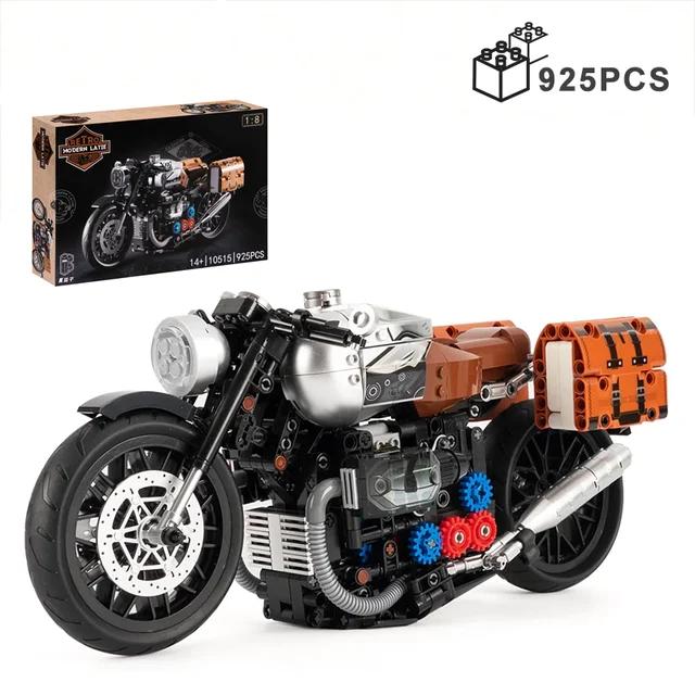

Non-Toxic 925Pcs Classic Retro Motorcycle Brick Assemble Toys 1/8 Motorbike Block Models Children S Toys Christmas Holiday Gifts
