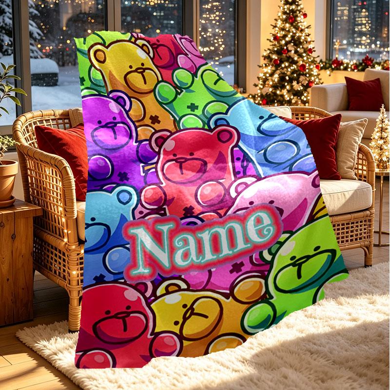 Custom Name Personalized Care Bears Print Blanket, Home Decor, Bedroom, Sofa, Camping, Couch, Gifts for Birthday Christmas