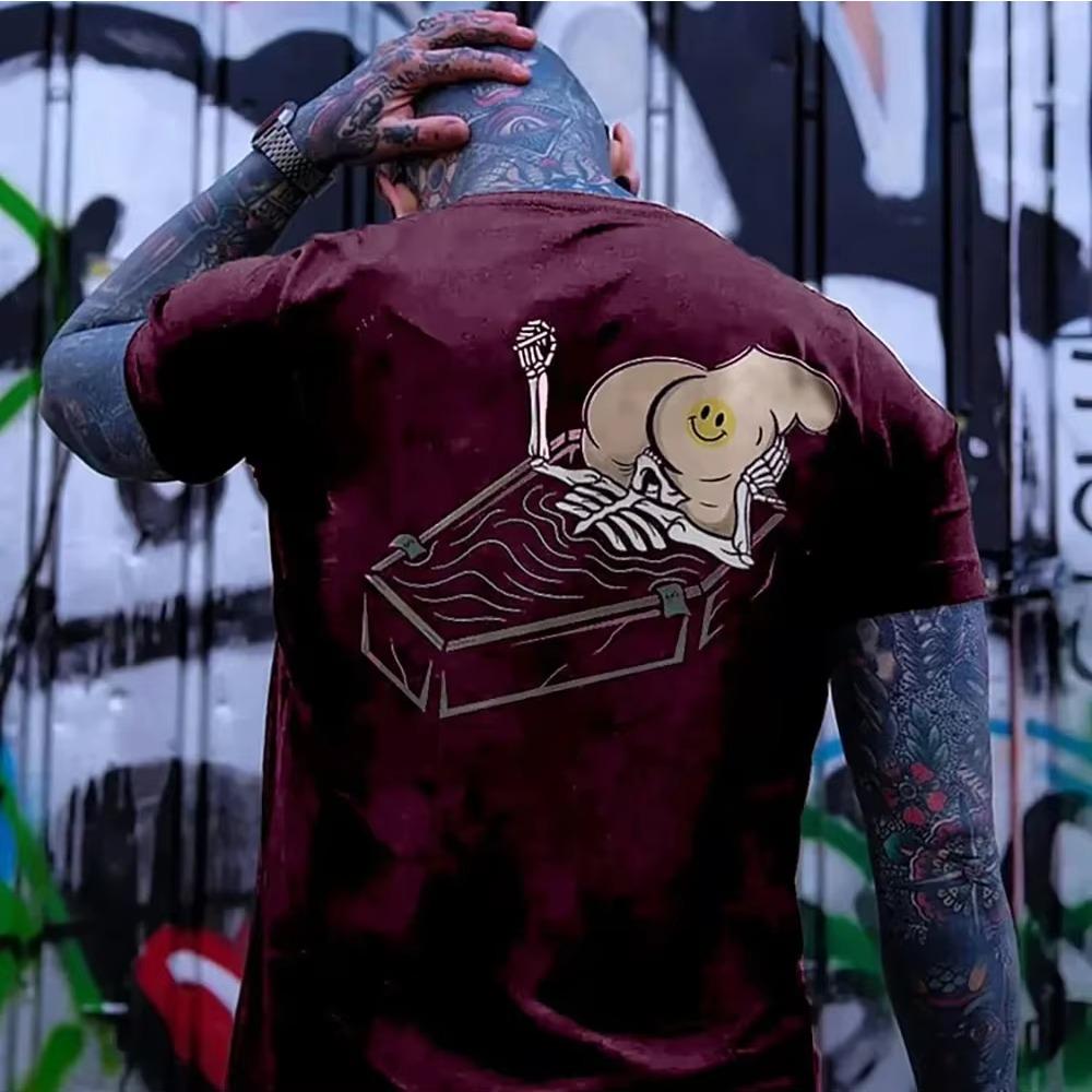 2024 Summer 3D Print Men's T-shirt Breathable Street Elastic Streetwear Short Sleeve Men Special Weird Pattern Print Casual