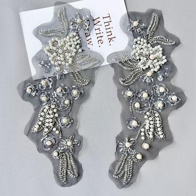 Spitze Perlenstickerei Paar Blumenkragen Hochzeitskleid Dekoration Braut Kopfschmuck DIY Handgenäht Aufnäher Zubehör