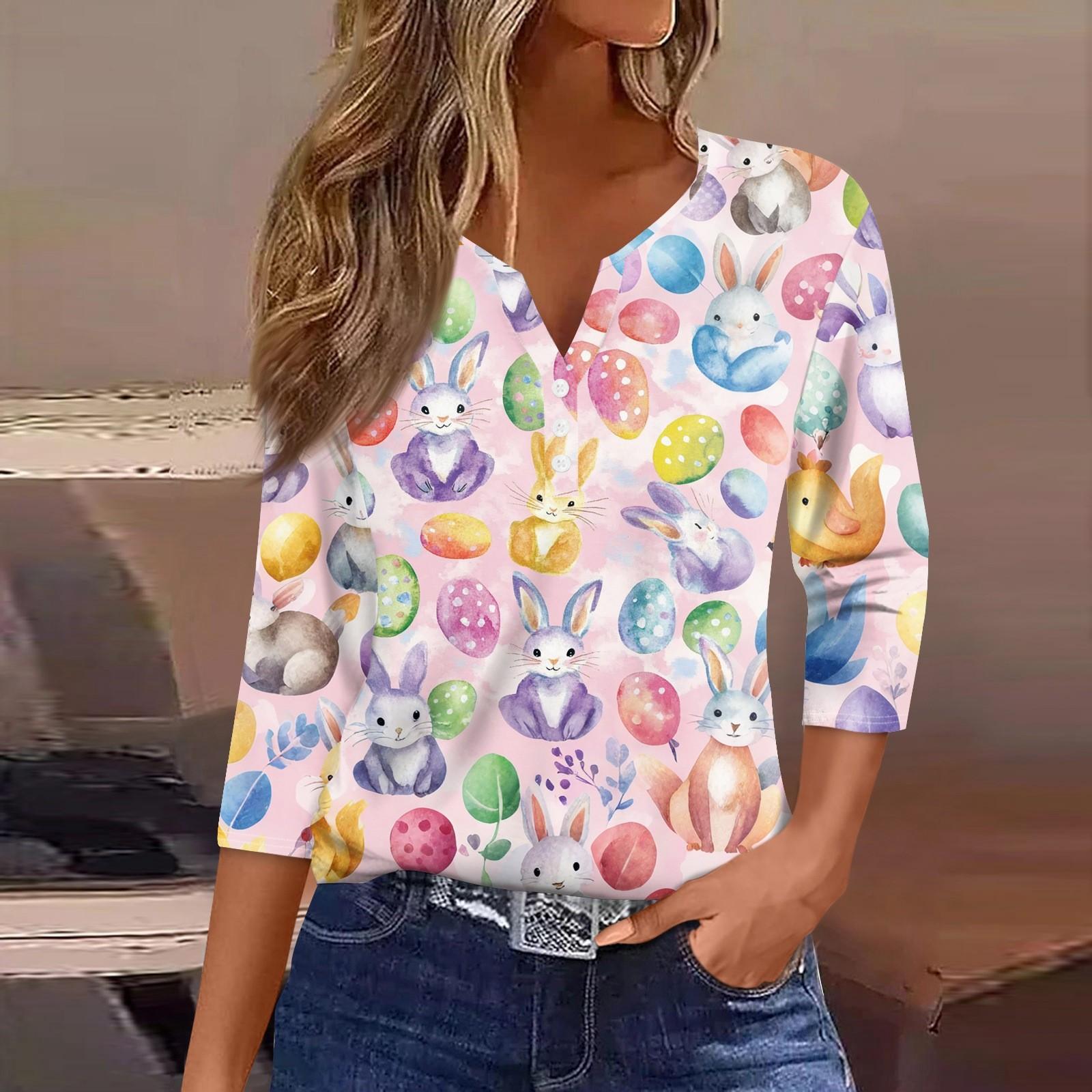 

Жен. Футболка С принтом Пуговицы Рукав 3/4 Повседневные Выходные Мода Классический Классический V-образный вырез Обычный Верх XXL фиолетовый