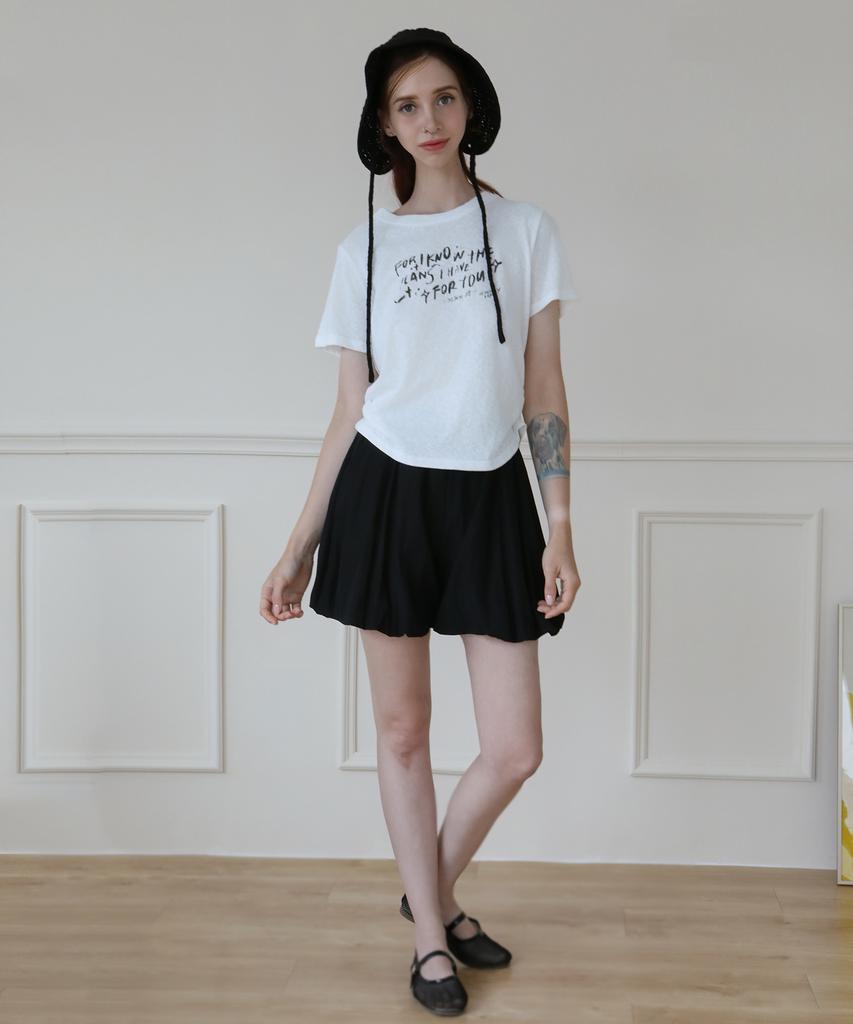 Keulleiseu Lettering Cool Loose Fit Short Sleeve T-Shirt_Beige