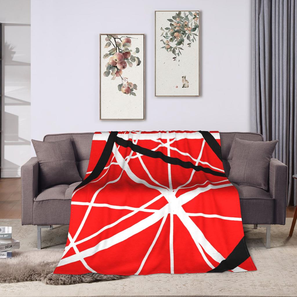Van Halen Abstract Red With Black And White Lines Super Soft Blanket Novelty Travel Throw Blanket Couch Chair Flannel Bedspread