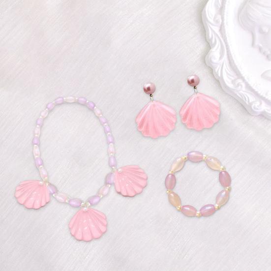 

1 комплект детских украшений из ракушек, искусственный жемчуг, стиль принцессы, розовый, нержавеющая сталь, подвеска