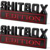 2 SZTuki Emblematy Edycja Shitbox, Metalowe 3D Litery na Błotnik Pojazdu, Spersonalizowana Naklejka na Klapę Bagażnika, Drzwi, Zderzak Samochodu, Emblemat Tabliczka z Nazwą, Zewnętrzny