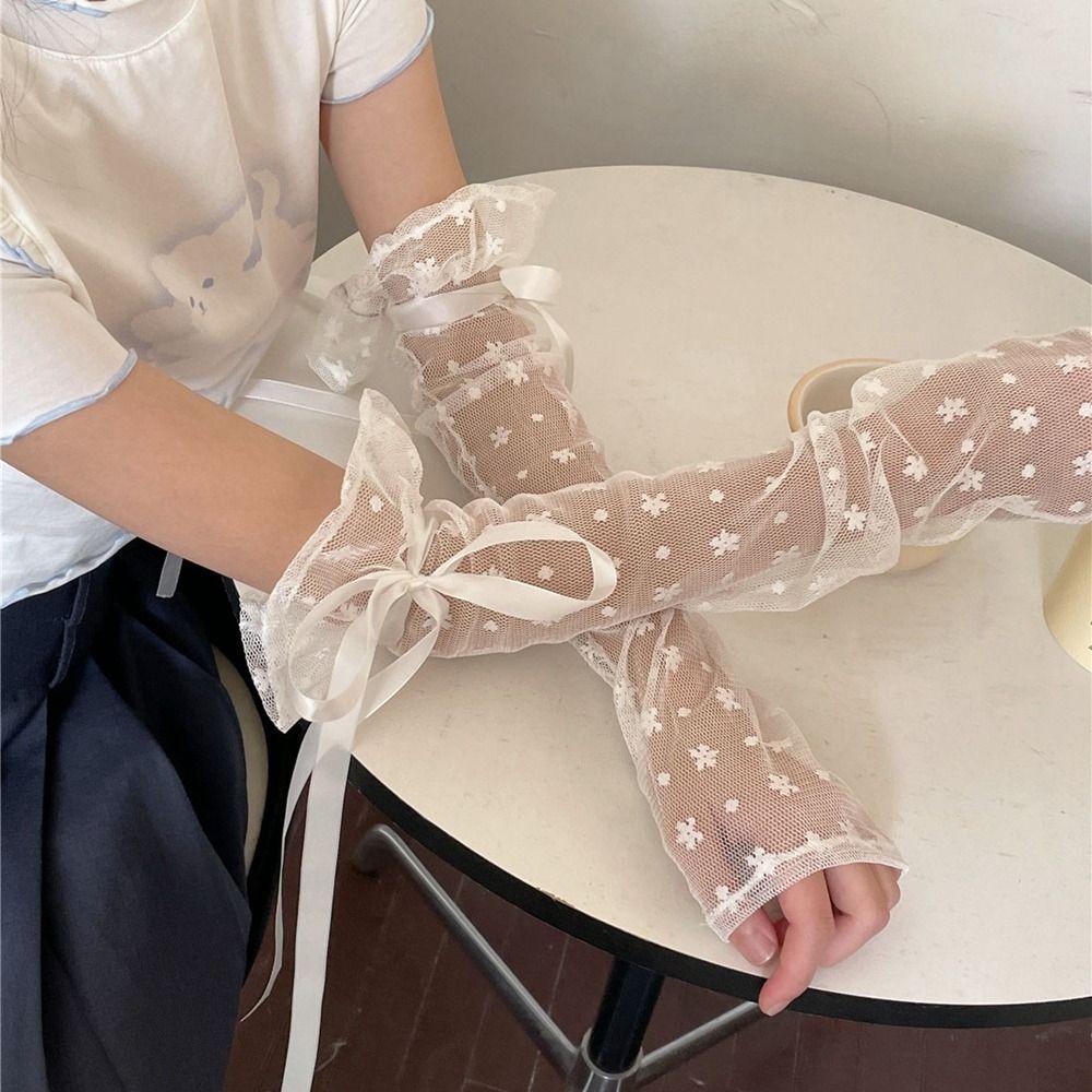 

Перчатки для вождения Анти-УФ Полые Перчатки с длинным рукавом Солнцезащитный рукав Кружевные Митенки Рукава из ледяного шелка