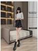 2024 Women's High-Waist PU Leather A-Line Wide-Leg Shorts for Autumn & Winter - Versatile Outdoor Wear