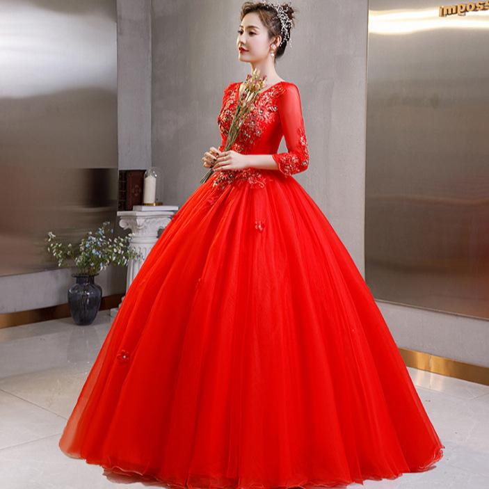 1011 New Solo Art Test Performance Host Chorus Stage Performance Uniform Fluffy Color Wedding Dress Summer