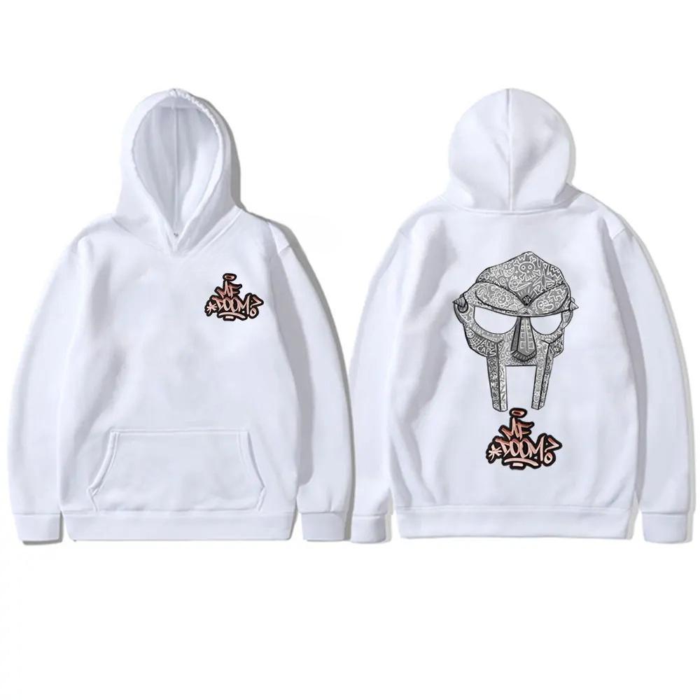 Rapper Mf Doom Madvillain Metal Mask Face Double Sided Print Hoodie Male Oversized Pullover Men's Rap Vintage Hoodies
