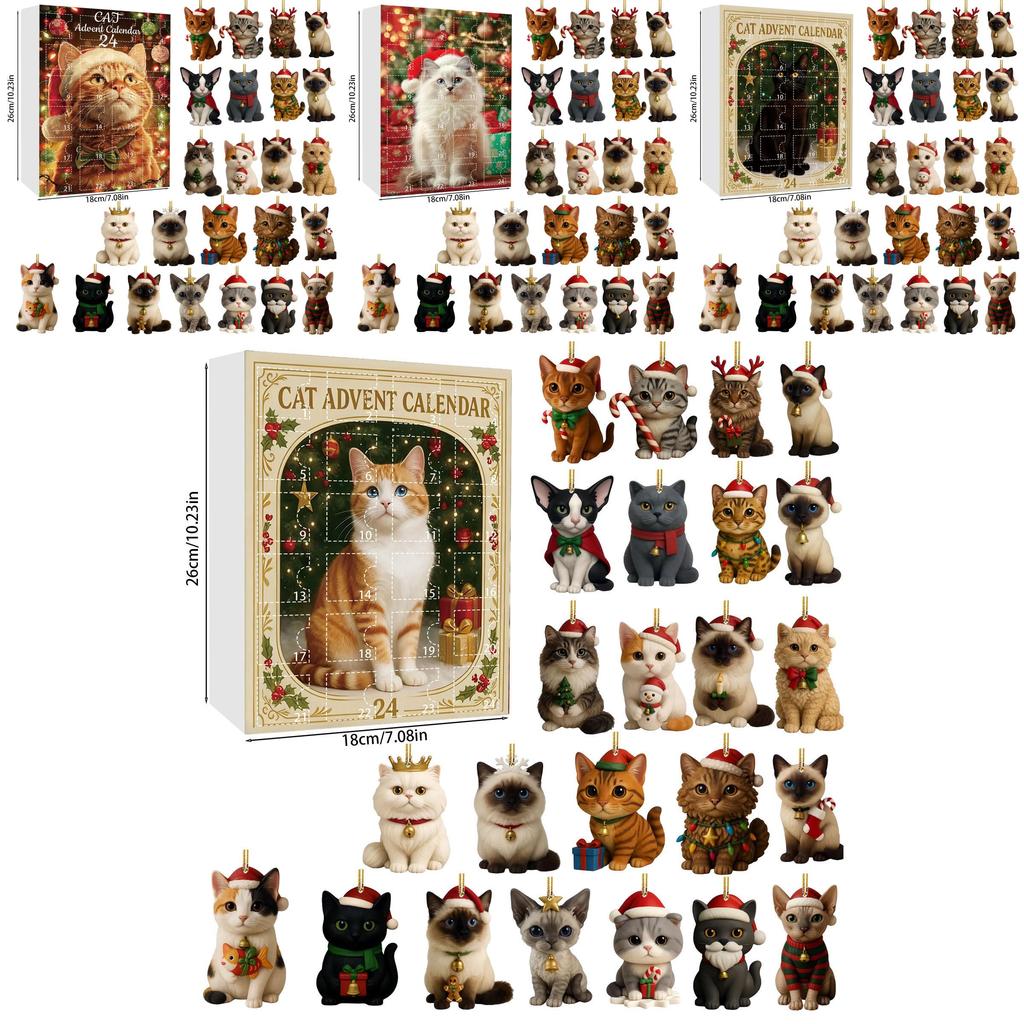 Christmas Cat Acrylic Advent Calendar With 24 Decor Slots For Holiday Celebrations