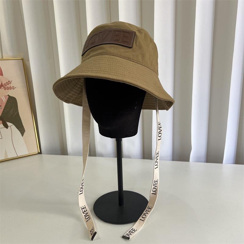 Fashion spring and summer big brim strap bucket hat women travel vacation sunscreen visor versatile show washbasin hat tide