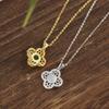 925 Sterling Silver Four Leaf Clover Natural Chalcedony Necklace Vintage Clavicle Chain Diamond Pendant High Ice Jade Jewelry
