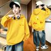 Autumn/Winter Snake-shaped Cartoon Print Children's Hooded Sweatshirt, Harajuku Casual Style, Loose Fitted Hooded Sweater