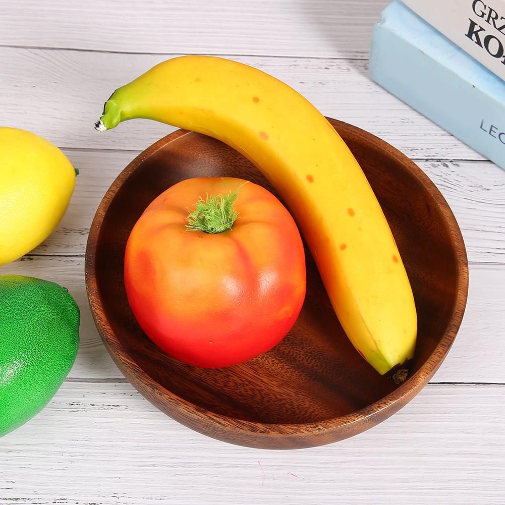 Wooden Snack Dish Fruit Food Salad Soup Bowl for Home Coffee Shop Use