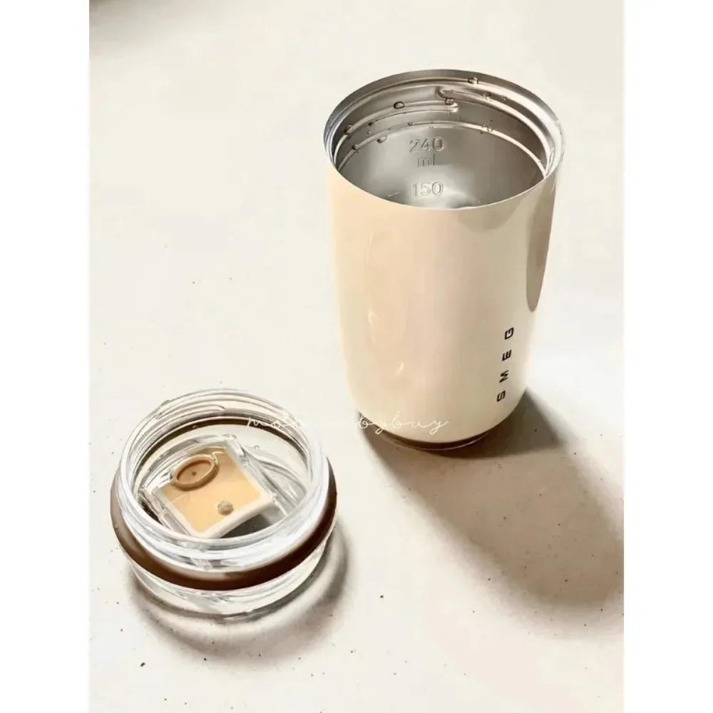 Krémově bílé izolované láhve na vodu Termoska Láhev z nerezové oceli Láhev na pití Šálek na kávu Cestovní hrnek