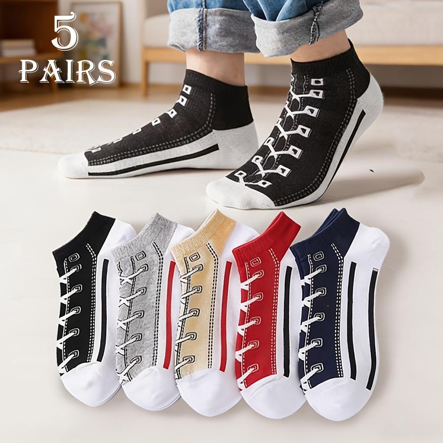 5-pair Creative and Unique Fun and Quirky Ankle Socks Low-Top Athletic No-Show Socks Summer Thin No-Show Socks One-size