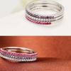 Silver Plated Couple Rings Single Row Diamond Band Wedding Engagement Ring for Women Men