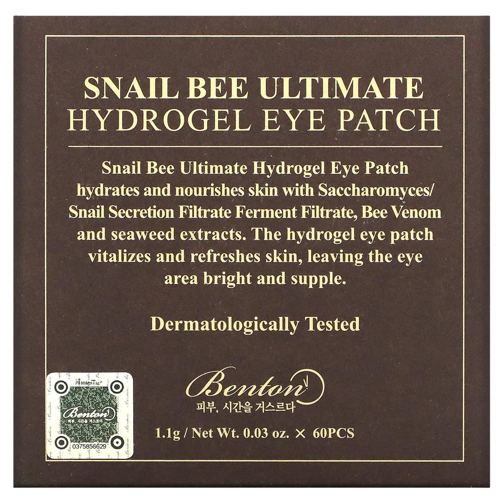 Benton Snail Bee Ultimate, Hydrogel Eye Patches, 60 Count