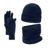 Autumn Winter Outdoor Warm Brushed Men's Beanie Hat Scarf Gloves 3 Pieces Collection Windproof Knit Ring Muffler Hats and Caps for Men