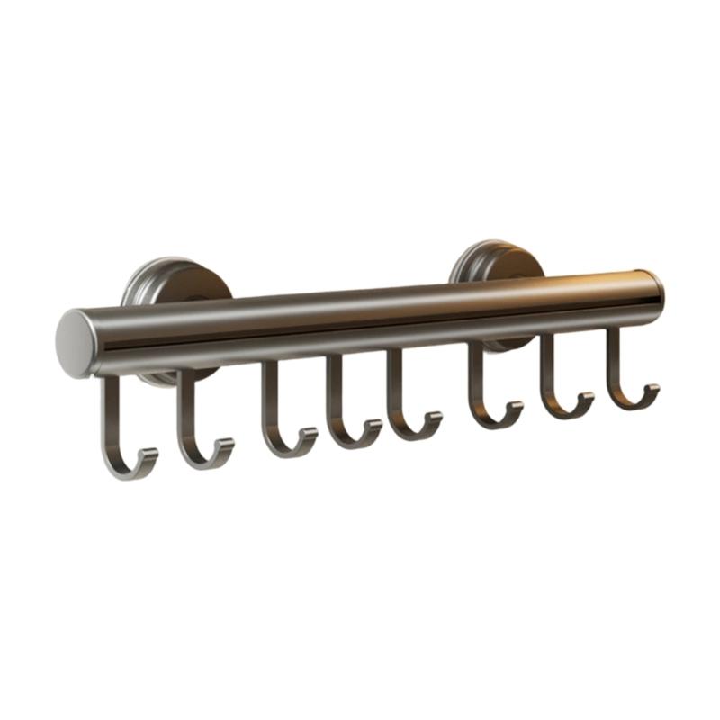 

Strong Adhesion Suction Cup Clothes Rack Pull Out System for Bathroom Bedroom Vertical Storage No Drilling Required серый