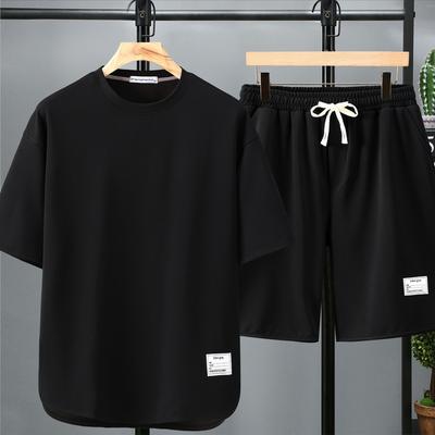 10XL Large Size Short-sleeved Suit Men's Summer Trend Loose Casual Shorts T-shirt Two-piece Suit Plus Fat To Increase All-match Sports