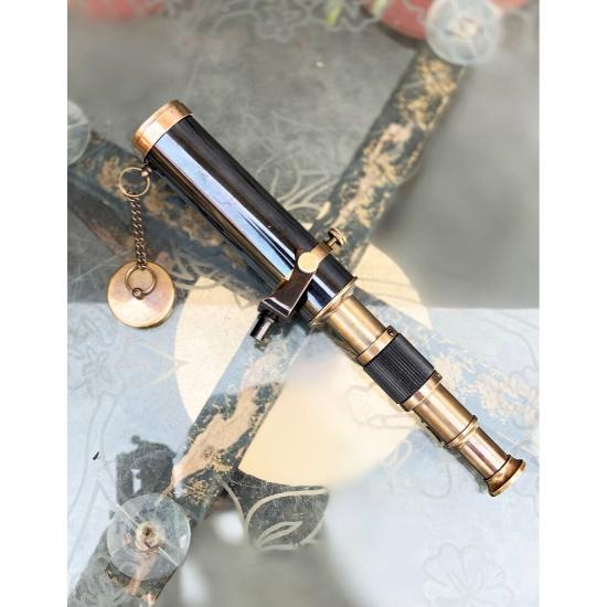 Stary mosiężny teleskop ze statywem i regulowanym stojakiem - antyczny mosiężny teleskop stołowy, prezent dla taty, prezent walentynkowy