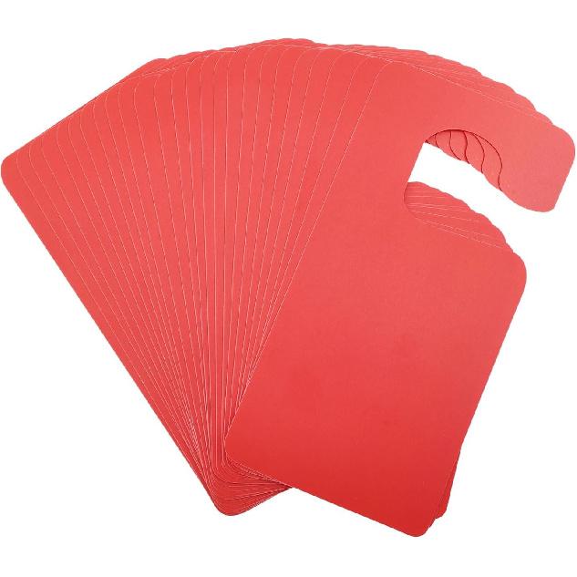 GLOBLELAND 30Pcs Plastic Door Knob Hangers Signs PVC Blank Door Signs Do Not Disturb Door Hanger Sign for Office Bedroom Hotel Conference (red,