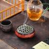 Ceramic Sandalwood Incense Holder with Net Lid and Crackle Glaze, for Coil and Stick Incense, Three-Legged Buddhist Home Use.