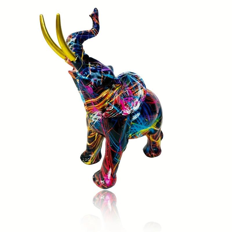 Ρητίνη Πολύχρωμο Άγαλμα Ελέφαντα Πολύχρωμη Τέχνη Γλυπτά Ελεφάντων Πολύχρωμο Διακοσμητικό Ελέφαντα Διάκοσμο Feng Shui Ζώο Γλυπτό Ελέφαντα για Κουζίνα