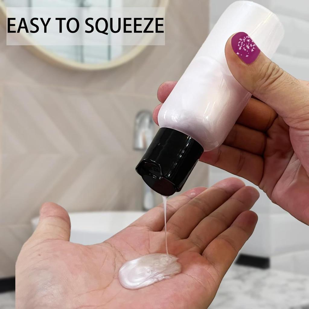 5PCS 50ML Refillable Empty Plastic Transparent Bottle with Flip Cap Portable Squeeze Shampoo Conditioner Travel Bottles